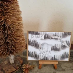 X-MAS - Wolf und Eule im Wald - Weihnachtskarte