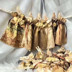 XXL Adventskalender-Säckchen handgefertigt – braun beige gold – Geschenkbeutel zum Befüllen, nachhaltig & vegan