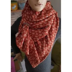 XXL Dreiecktuch  / Musselin Double Gauze / Rostrot mit weißen Regenbögen / Schaltuch / Halstuch/ Wickelschal/ Loop