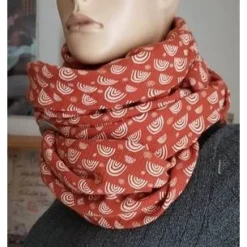 XXL Dreiecktuch  / Musselin Double Gauze / Rostrot mit weißen Regenbögen / Schaltuch / Halstuch/ Wickelschal/ Loop