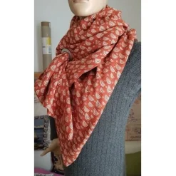 XXL Dreiecktuch  / Musselin Double Gauze / Rostrot mit weißen Regenbögen / Schaltuch / Halstuch/ Wickelschal/ Loop