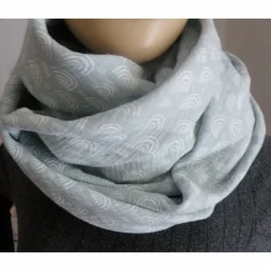 XXL Dreiecktuch  / Musselin Double Gauze / Mintgrün mit weißen Regenbögen / Schaltuch / Halstuch/ Wickelschal/ Loop