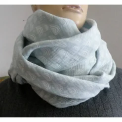 XXL Dreiecktuch  / Musselin Double Gauze / Mintgrün mit weißen Regenbögen / Schaltuch / Halstuch/ Wickelschal/ Loop