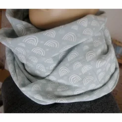 XXL Dreiecktuch  / Musselin Double Gauze / Mintgrün mit weißen Regenbögen / Schaltuch / Halstuch/ Wickelschal/ Loop