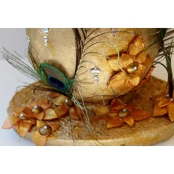 XXL Osterei PFAUEN-EI Ostergeschenk in Gold ausgefallenes Künstler-Ei Osterei Osterdekoration Riesenei
