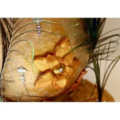 XXL Osterei PFAUEN-EI Ostergeschenk in Gold ausgefallenes Künstler-Ei Osterei Osterdekoration Riesenei