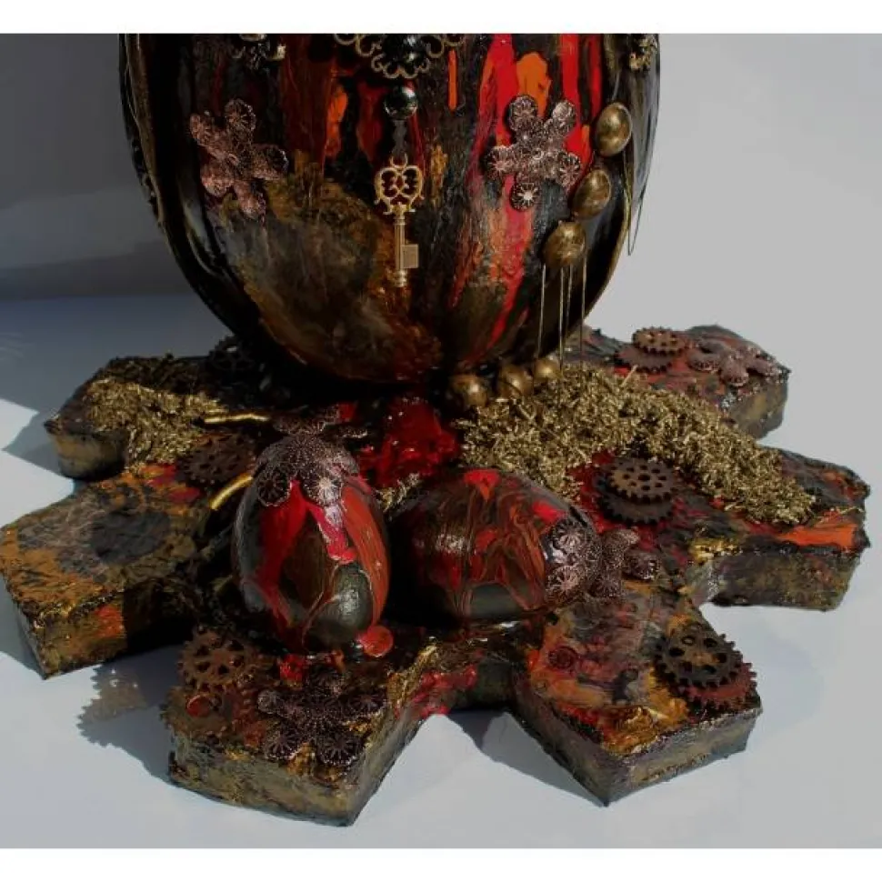 XXL Osterei VINTAGE Ostergeschenk Skulptur Ei Künstler-Ei Steampunk Gothic Industrial Style