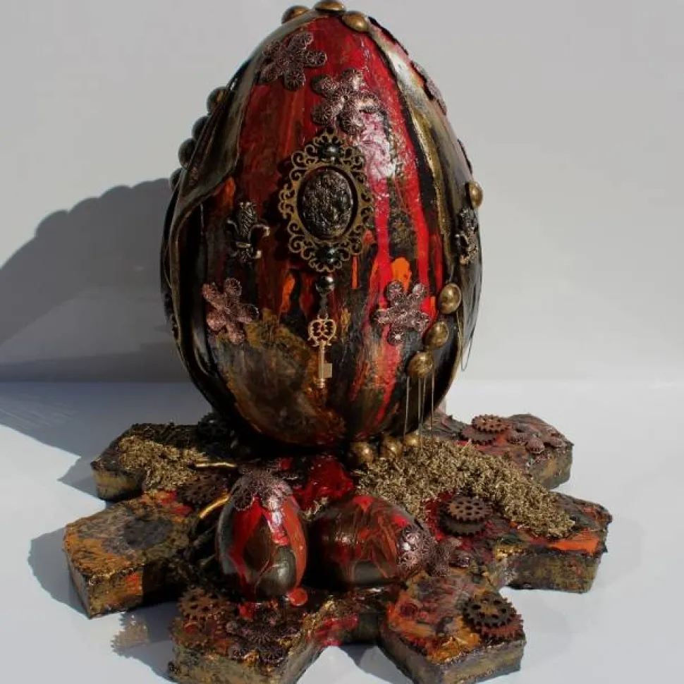 XXL Osterei VINTAGE Ostergeschenk Skulptur Ei Künstler-Ei Steampunk Gothic Industrial Style