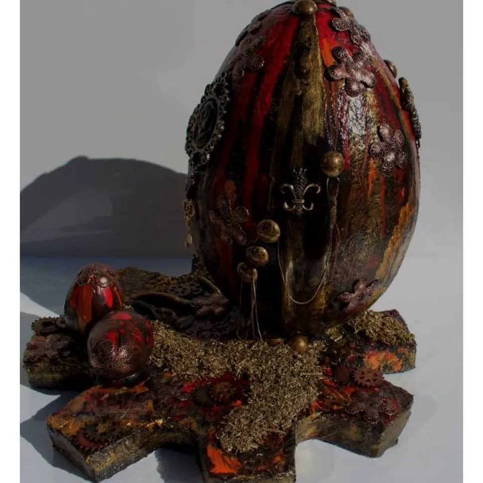 XXL Osterei VINTAGE Ostergeschenk Skulptur Ei Künstler-Ei Steampunk Gothic Industrial Style