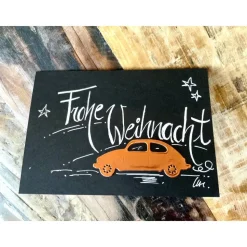 XXL -WEIHNACHTSKARTE - Auto aus  Kuperfolie gestanzt, handgeschrieben, Klappkarte mit Umschlag
