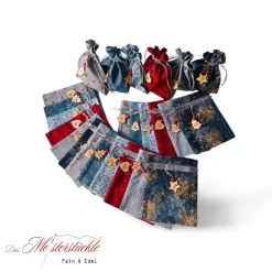 XXL-Adventskalender-Säckchen handgefertigt rot grau Geschenkbeutel Weihnachtstüten