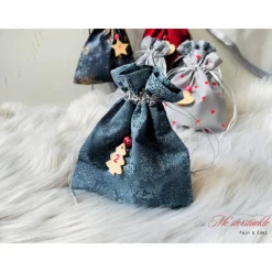 XXL-Adventskalender-Säckchen handgefertigt rot grau Geschenkbeutel Weihnachtstüten