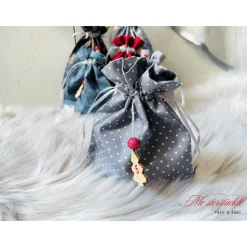 XXL-Adventskalender-Säckchen handgefertigt rot grau Geschenkbeutel Weihnachtstüten