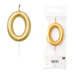 Zahlenkerze 0 - Null - goldfarben