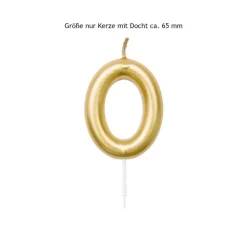 Zahlenkerze 0 - Null - goldfarben