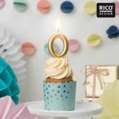 Zahlenkerze 0 - Null - goldfarben