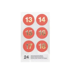 Zahlensticker rot für Adventskalender