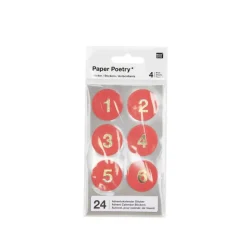 Zahlensticker rot für Adventskalender