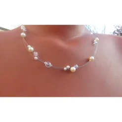 Zarte Brautkette, Hochzeitsschmuck mit Glitzer und Perlen, Brautschmuck