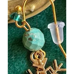 Zarte SCHNEEFLOCKEN-Ohrringe echter TÜRKIS Edelstein Geburtsstein DEZEMBER SKORPION, Winter Braut Kinder Schmuck goldf.