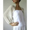 Zarter Braut Bolero ivory, Jäckchen Hochzeit, Schulterwärmer Shrug Mohair, Seelenwärmer mit Lace Muster, duftig leicht