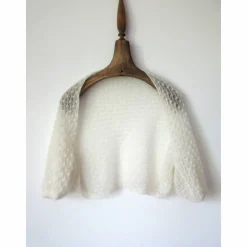 Zarter Braut Bolero ivory, Jäckchen Hochzeit, Schulterwärmer Shrug Mohair, Seelenwärmer mit Lace Muster, duftig leicht