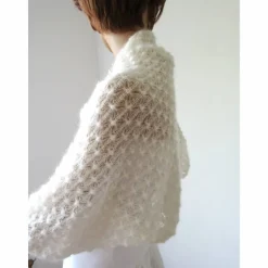 Zarter Braut Bolero ivory, Jäckchen Hochzeit, Schulterwärmer Shrug Mohair, Seelenwärmer mit Lace Muster, duftig leicht