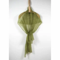 Zartes Mohair-Tuch in Olivgrün, Lace-Schal gestrickt für Trachtenhochzeit, elegantes Umschlagtuch, leichte Stola
