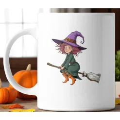 Zauberhafte 325 ml Keramiktasse mit Hexenmotiv & Statement – langlebiger Sublimationsdruck
