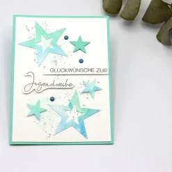 Zauberhafte Jugendweihekarte mit Sternen, Glückwunschkarte zur Jugendweihe