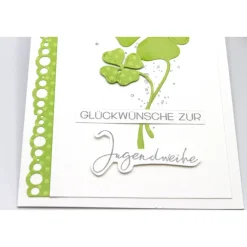 Zauberhafte Jugendweihekarte mit Glücksklee, Glückwunschkarte zur Jugendweihe