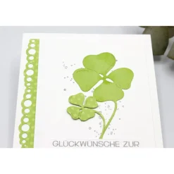 Zauberhafte Jugendweihekarte mit Glücksklee, Glückwunschkarte zur Jugendweihe
