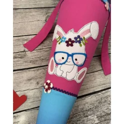 zauberhafte Schultüte / Zuckertüte mit Hase auf Farbverlauf Pink Türkis