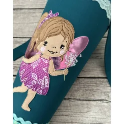zauberhafte Schultüte / Zuckertüte 70cm aus Stoff mit Fee / Elfe und Pusteblumen Mint/petrol