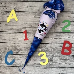zauberhafte Schultüte / Zuckertüte in Blau Flieder mit Wal Orca Meer Ozean