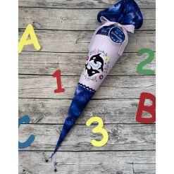 zauberhafte Schultüte / Zuckertüte in Blau Flieder mit Wal Orca Meer Ozean