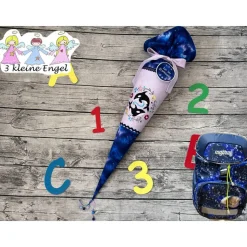 zauberhafte Schultüte / Zuckertüte in Blau Flieder mit Wal Orca Meer Ozean