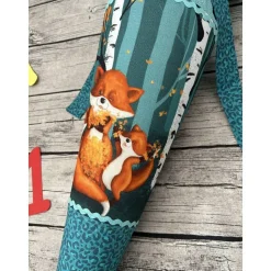 zauberhafte Schultüte aus Stoff mit Füchsen in Petrol/Türkis