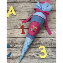 zauberhafte Schultüte aus Stoff mit Sternen und Bibi Blocksberg Motiv