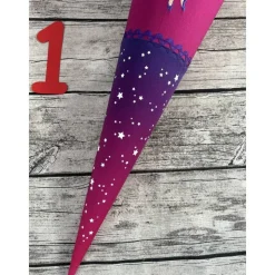 zauberhafte Schultüte Lila Beere Pink Farbverlauf mit Fee / Elfe & Sterne