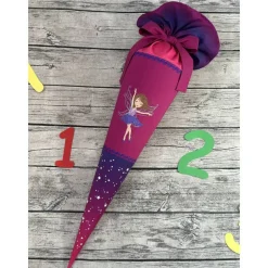 zauberhafte Schultüte Lila Beere Pink Farbverlauf mit Fee / Elfe & Sterne