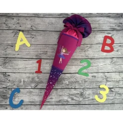 zauberhafte Schultüte Lila Beere Pink Farbverlauf mit Fee / Elfe & Sterne