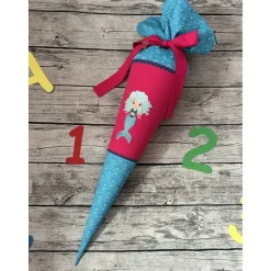 zauberhafte Schultüte Türkis Pink mit Meerjungfrau