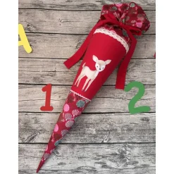 zauberhafte Schultüte Zuckertüte in Rot mit Reh