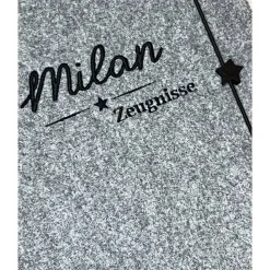 Zeugnis, Zeugnismappe, Zeugnishülle, Zeugnisse, gestickt, Stern, Filz, Junge, Mädchen, personalisierbar, mit Namen,