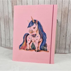 Zeugnismappe aus Filz | personalisierbar | Zeugnishülle Einhorn rosa | Organizer Schule