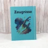 Zeugnismappe aus Filz | Zeugnishülle Rakete türkis | Organizer Schule