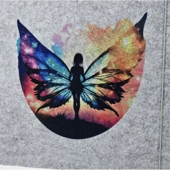 Zeugnismappe aus Filz | Zeugnishülle Schmetterling hellgrau | Organizer Schule