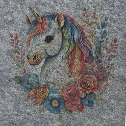 Zeugnismappe aus Filz | Zeugnishülle Einhorn dunkelgrau | Organizer Schule