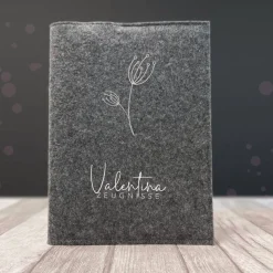 Zeugnismappe aus Filz *Blume* | personalisiert mit Namen und Farbe